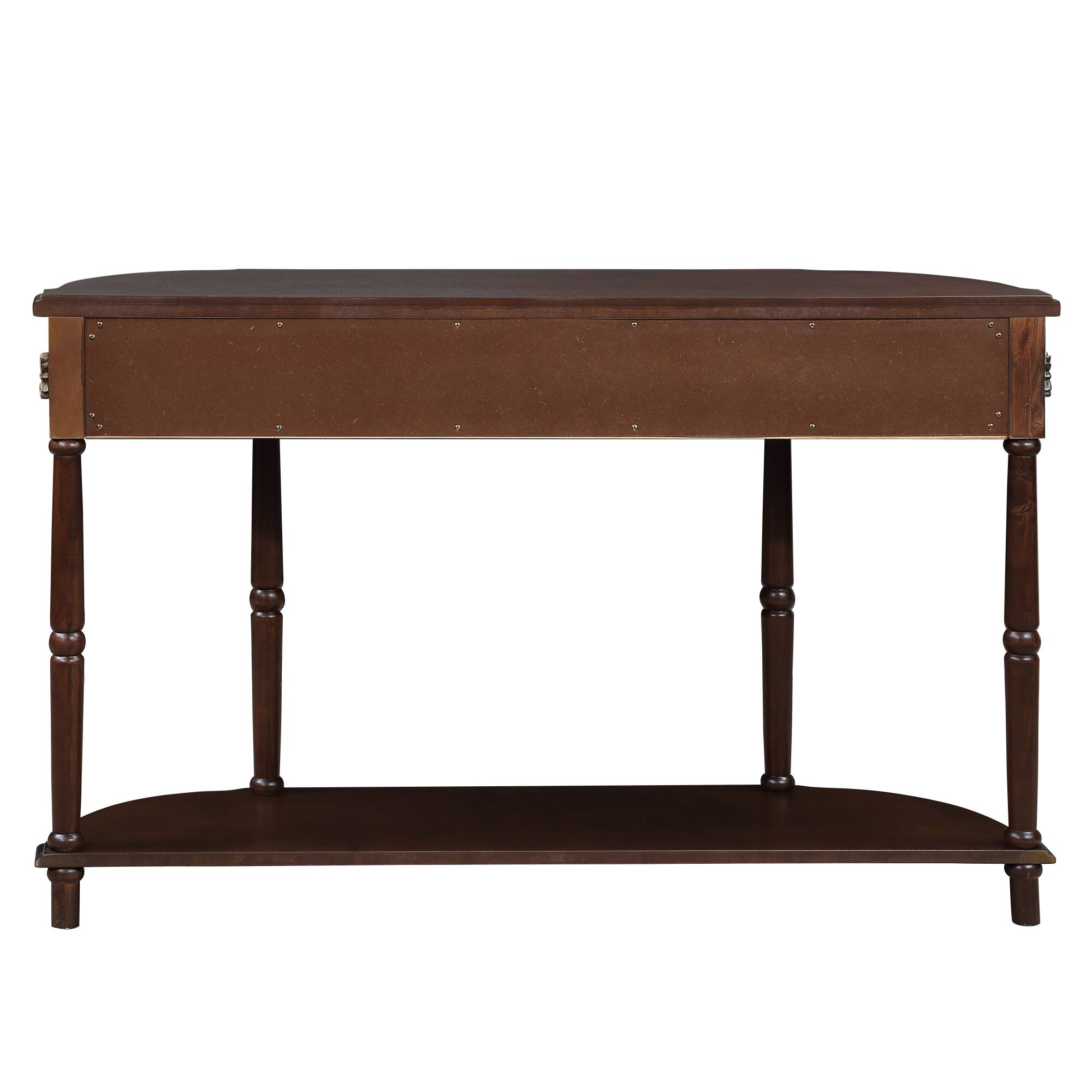 Alt View 5. GOODSILO - Retro Curved Wood Console Table with Open Shelf and Drawers Half Moon Sofa Table Solid Wood Entry Table - Espresso.