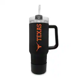 The Fanatic Group - Texas Longhorns 40oz. Stainless Tumbler with Handle & Removable Straw - Black
