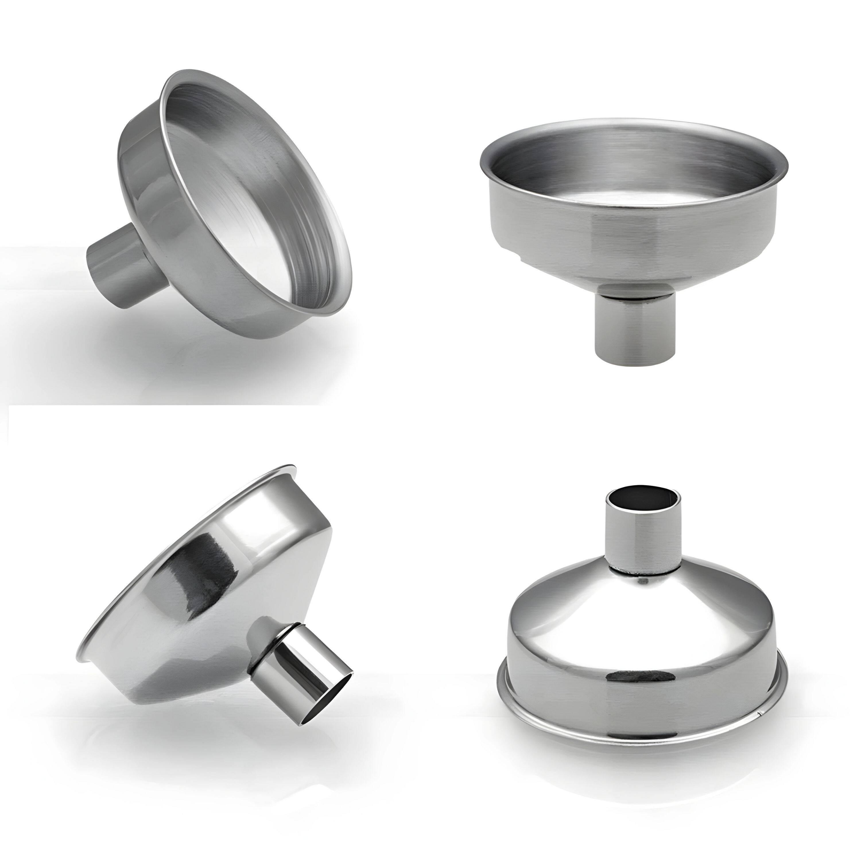 Left. Kitcheniva - Mini Stainless Steel Funnels 5 Pack - Silver.