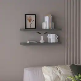 TuHome - Ecco 31.5" Wide Floating Shelves Set Of 2, Shelves For Wall Decor For Bedroom, Bathroom Storage Shelves - Matt Gray