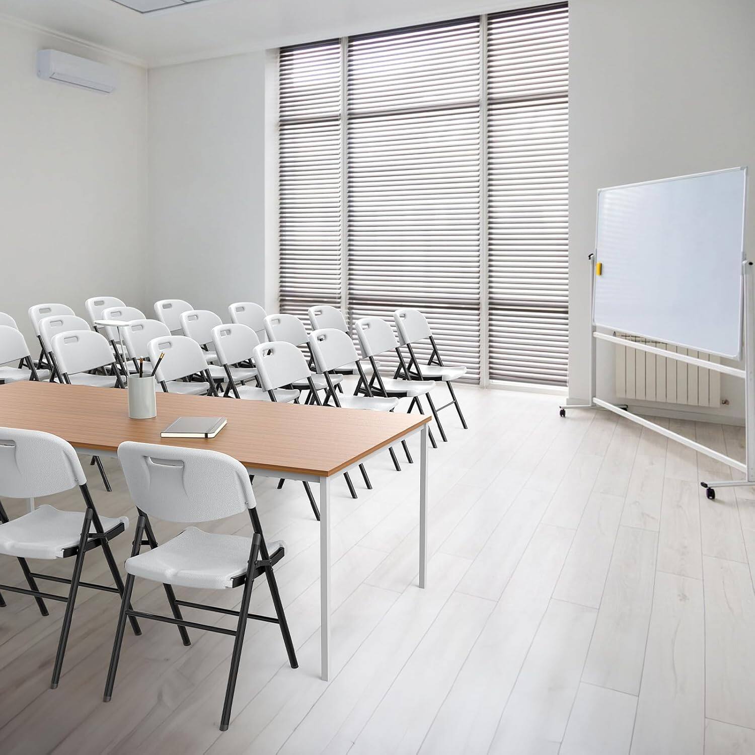 Alt View 7. Winado - 2PCS Portable Folding Chairs, Plastic Commercial Seats with Steel Frame for Indoor Outdoor Dining Party Wedding School - White.
