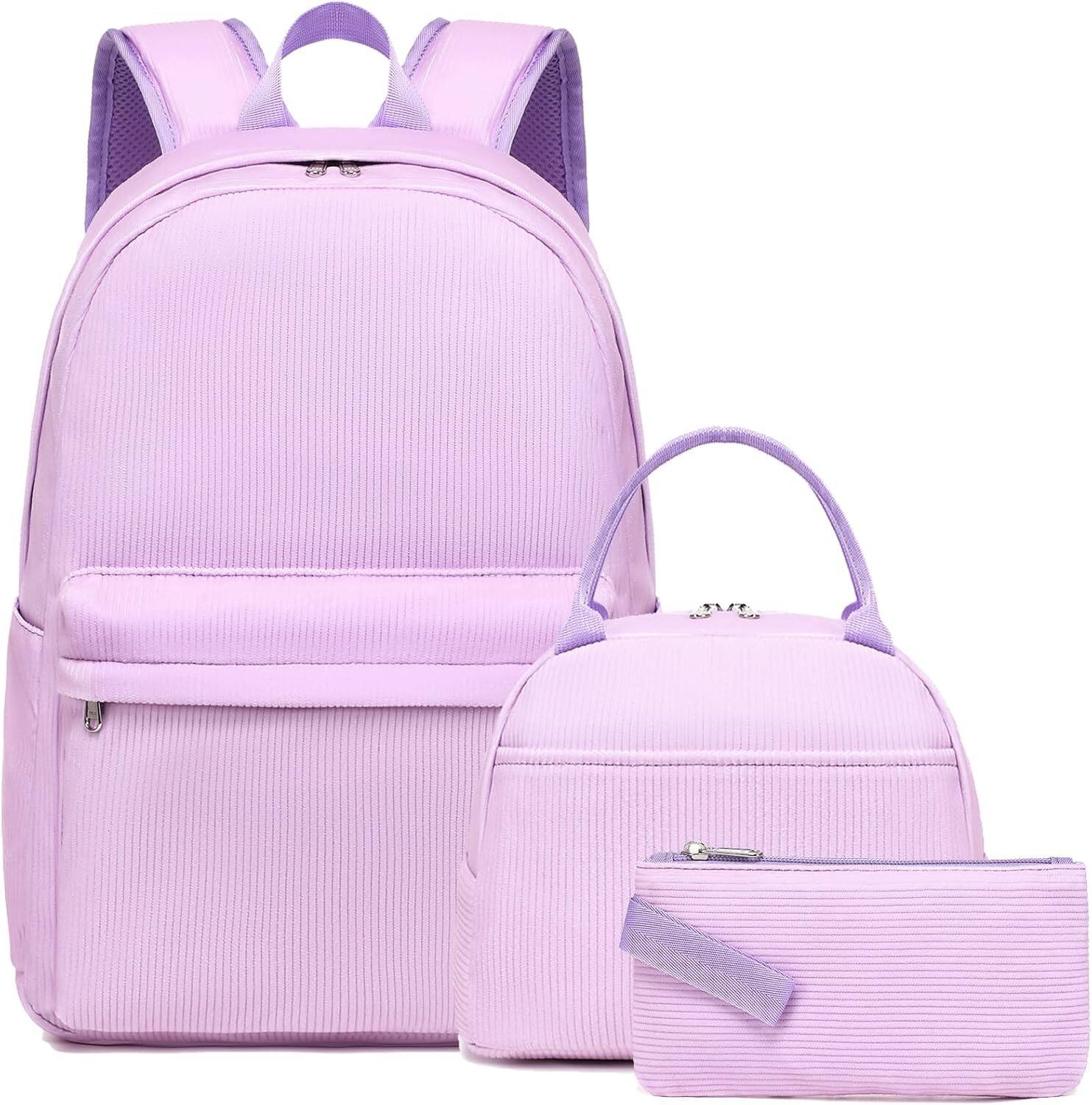 Live At Space - Girls Backpack School Boys Laptop Water Resistant Middle Kids Backpacks - Corduroy Purple