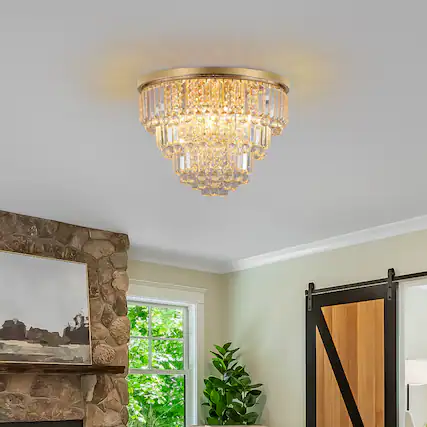 Front. Tiramisubest - Gold luxury modern style crystal lights,large ceiling chandeliers,dining room,living room,bedroom (No Bulbs) - Gold.