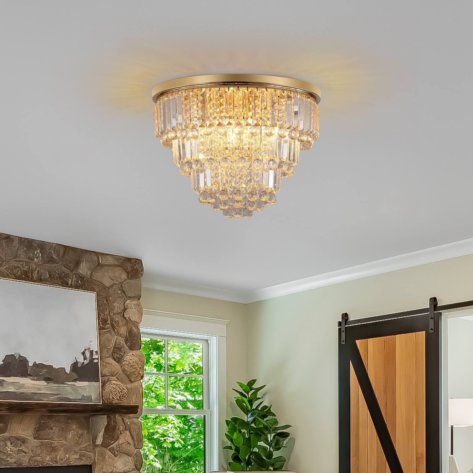 Front. Tiramisubest - Gold luxury modern style crystal lights,large ceiling chandeliers,dining room,living room,bedroom (No Bulbs) - Gold.