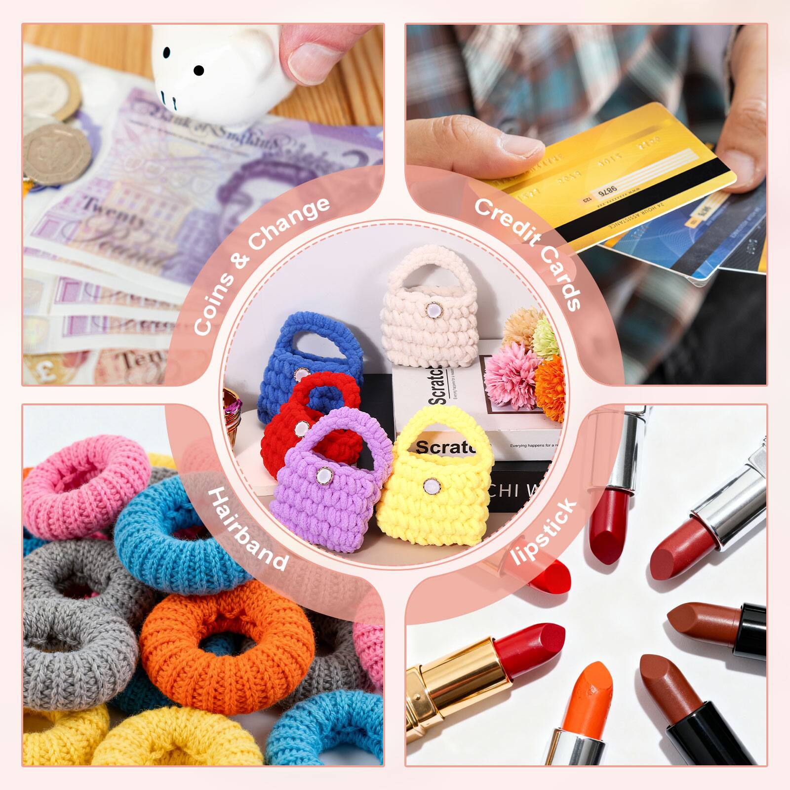 Coins & Change  
Credit Cards  
Hairband  
Scratch  
CHI V lipstick