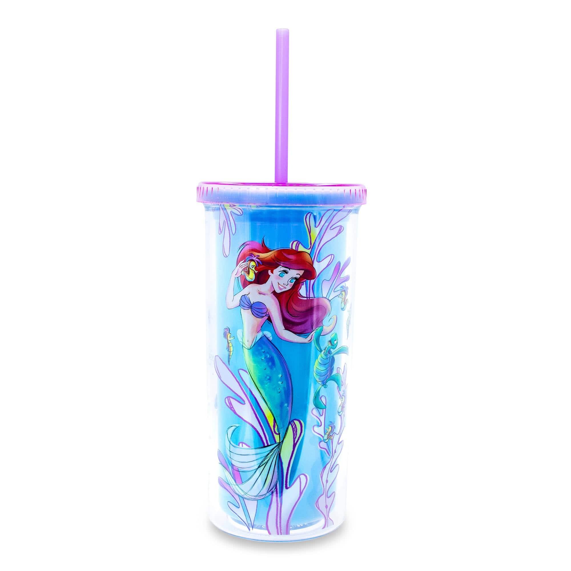 Silver Buffalo - Disney The Little Mermaid Ariel and Friends Color-Changing Plastic Tumbler - Blue