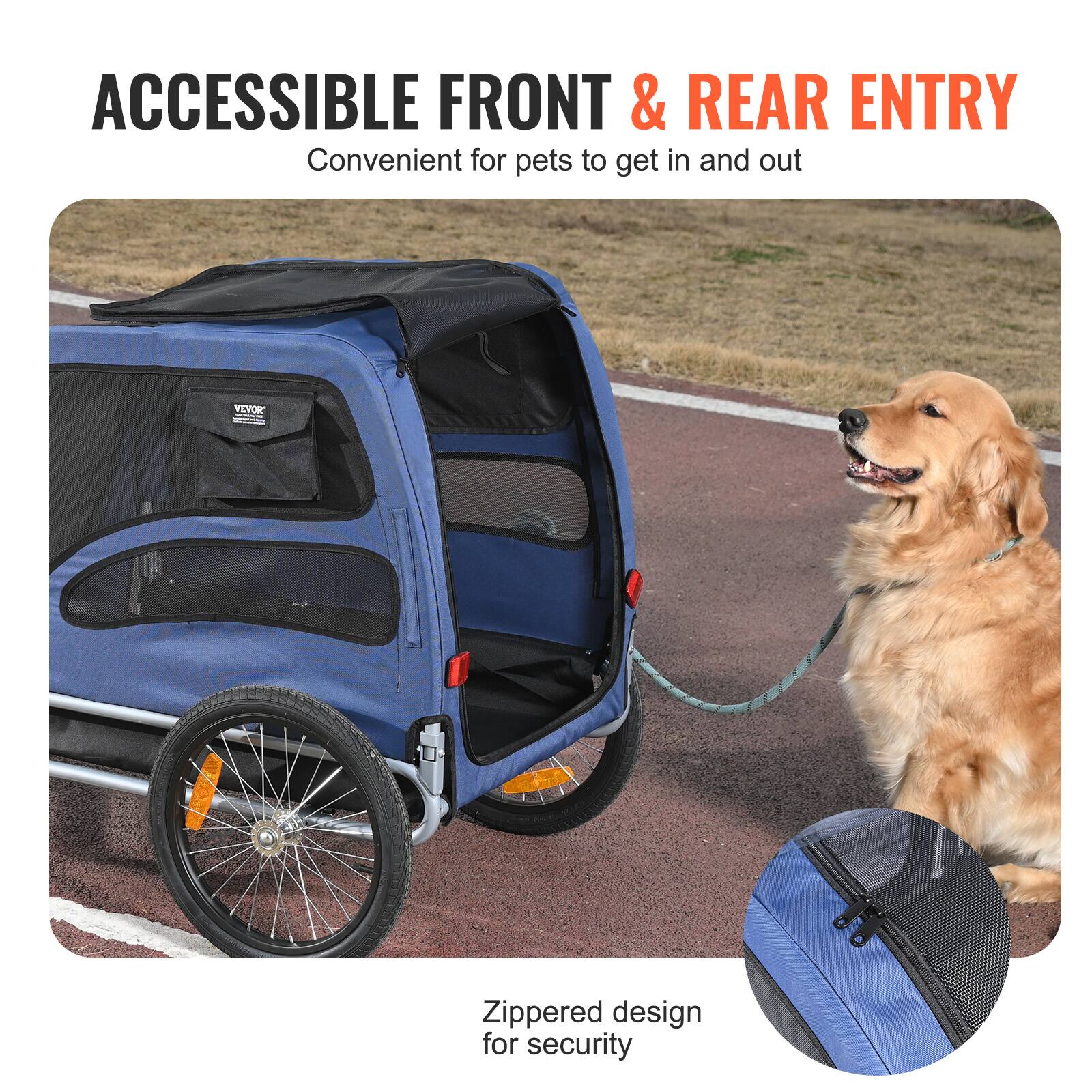 ACCESSIBLE FRONT & REAR ENTRY  
Convenient for pets to get in and out  

Zipped design for security