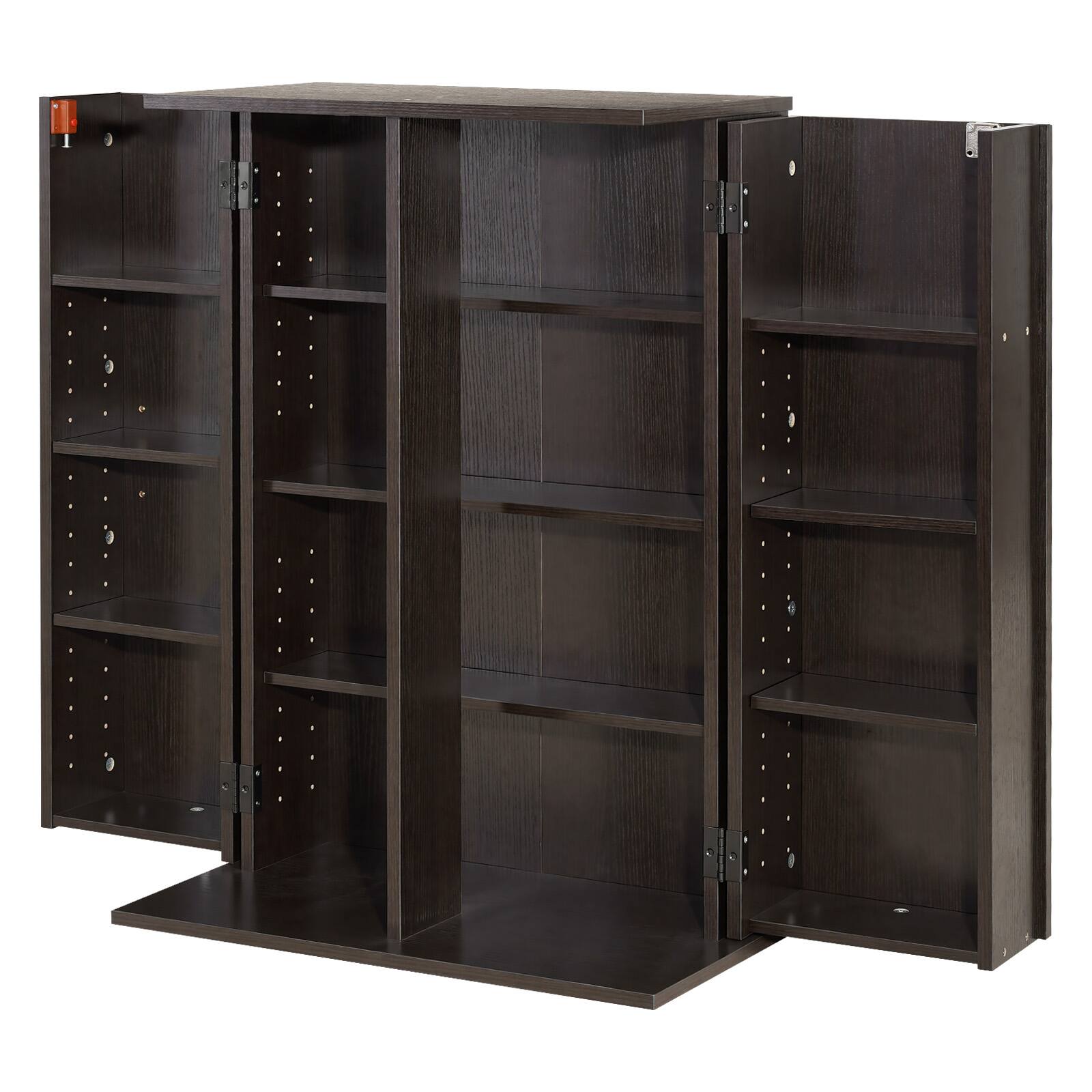 Alt View 5. VEVOR - Media Storage Cabinet, 4-Tier DVD Shelf Organizer, 24.02 x 14.49 x 33.31 in Multimedia Storage Organizer for CDs, DVDs - Dark brown.