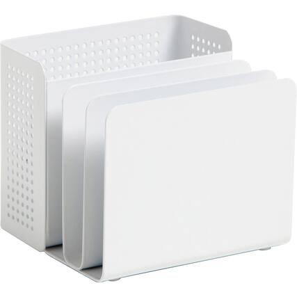 Front. U Brands - U Brands Modern Perforated Metal Sorter Cup 3.90" x 4.40" x 4.30" Durable White Metal - White.