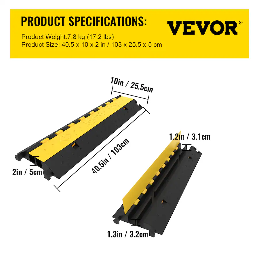 VEVOR 4 Pack Rubber Cable Protector Ramp 2 Channel Heavy Duty 66,000LB ...