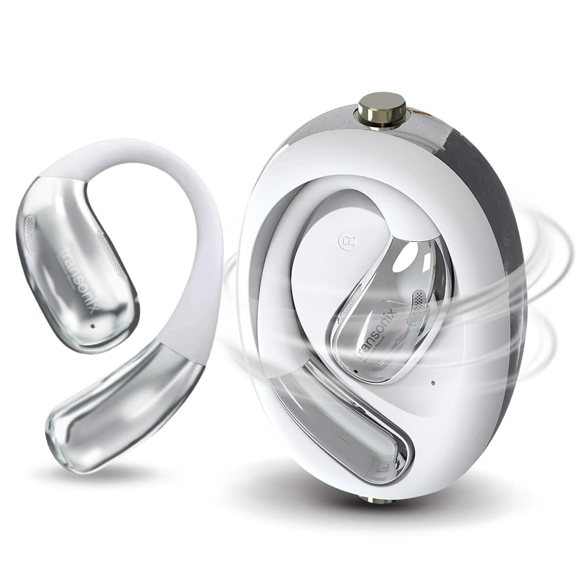 Harmonix - TravelerAI Spin, Bluetooth Earbuds with Spinner Case, Real-Time AI Translation, White