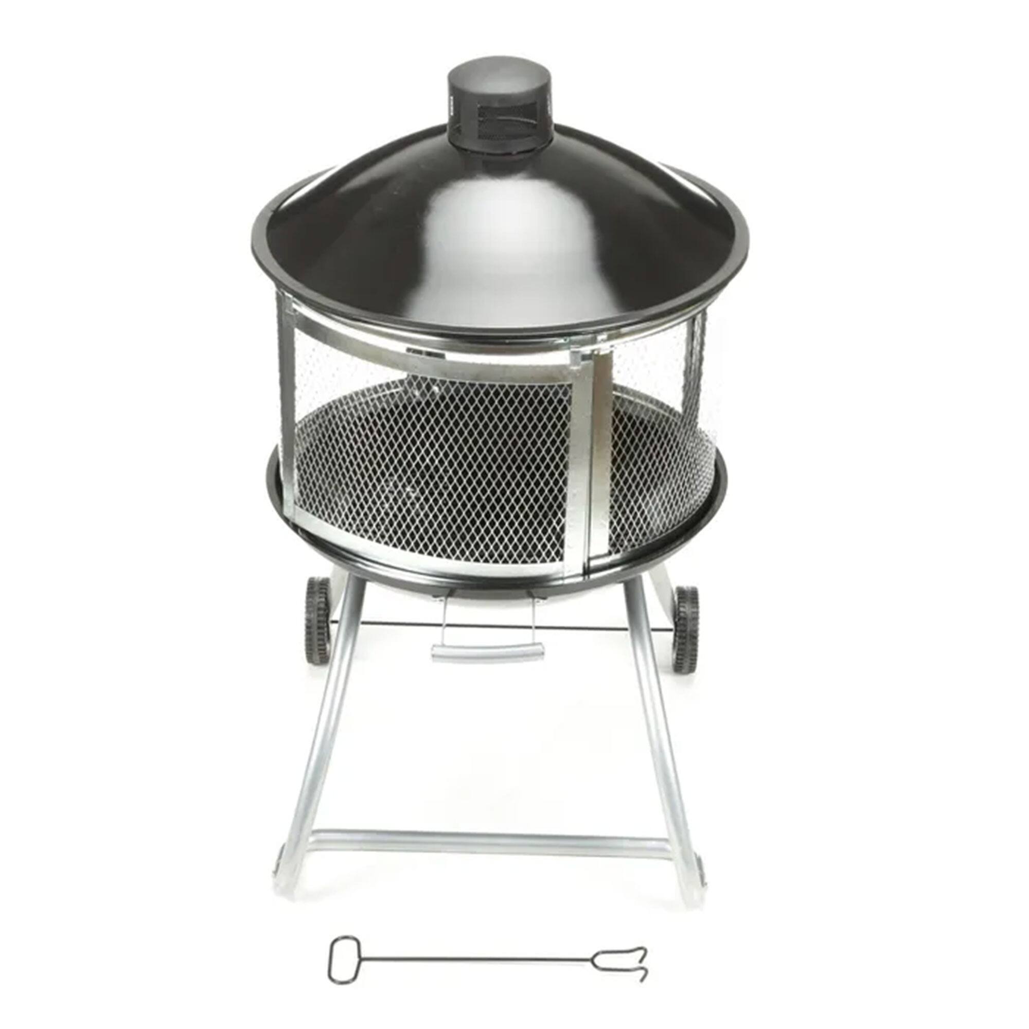 Alt View 4. Four Seasons Courtyard - Four Seasons Courtyard Portable Fire Pit, 28" Outdoor Fireplace w/ Sliding Door - Black.