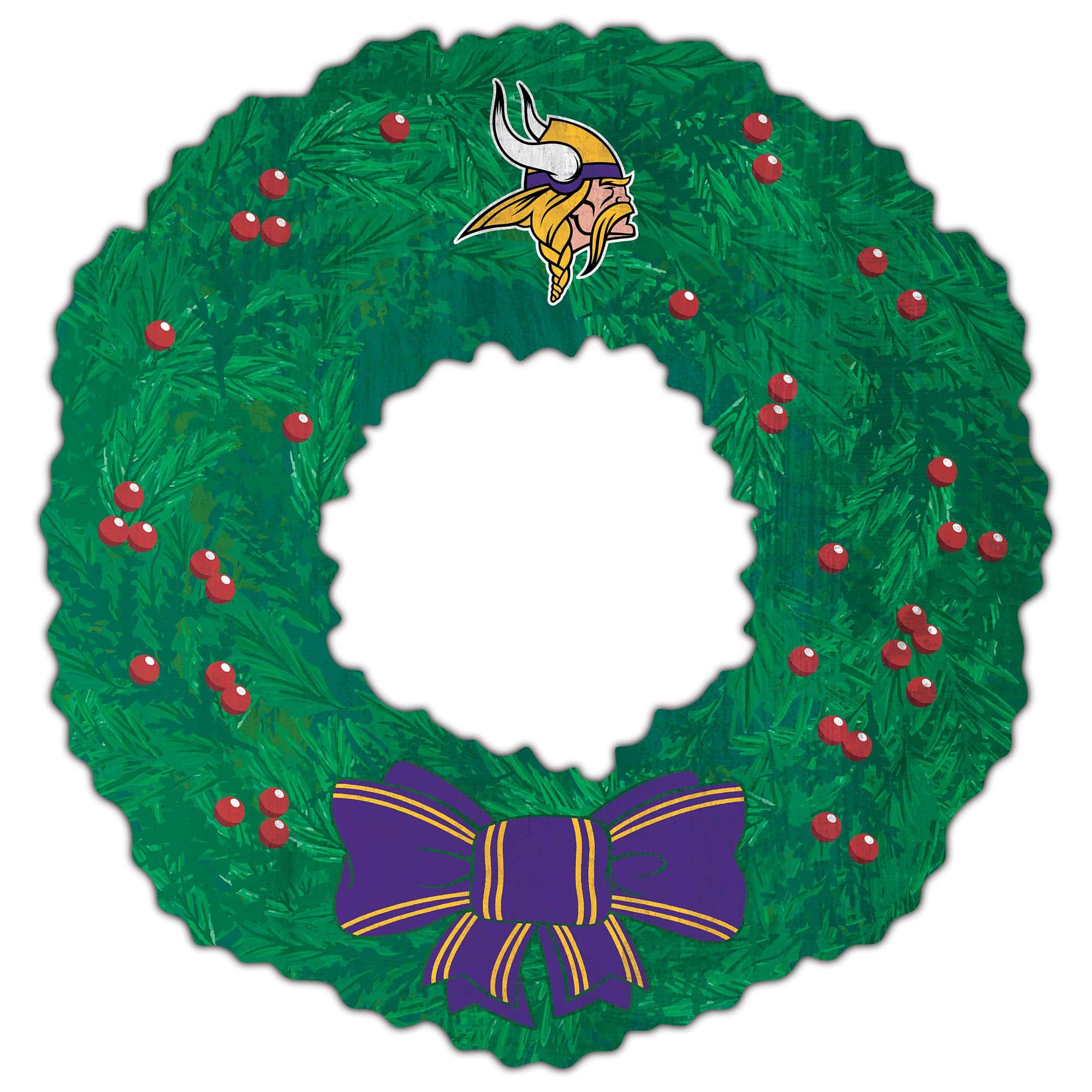 Front. Fan Creations - Minnesota Vikings 16'' Team Wreath Sign - Green.