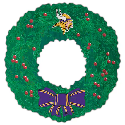 Front. Fan Creations - Minnesota Vikings 16'' Team Wreath Sign - Green.