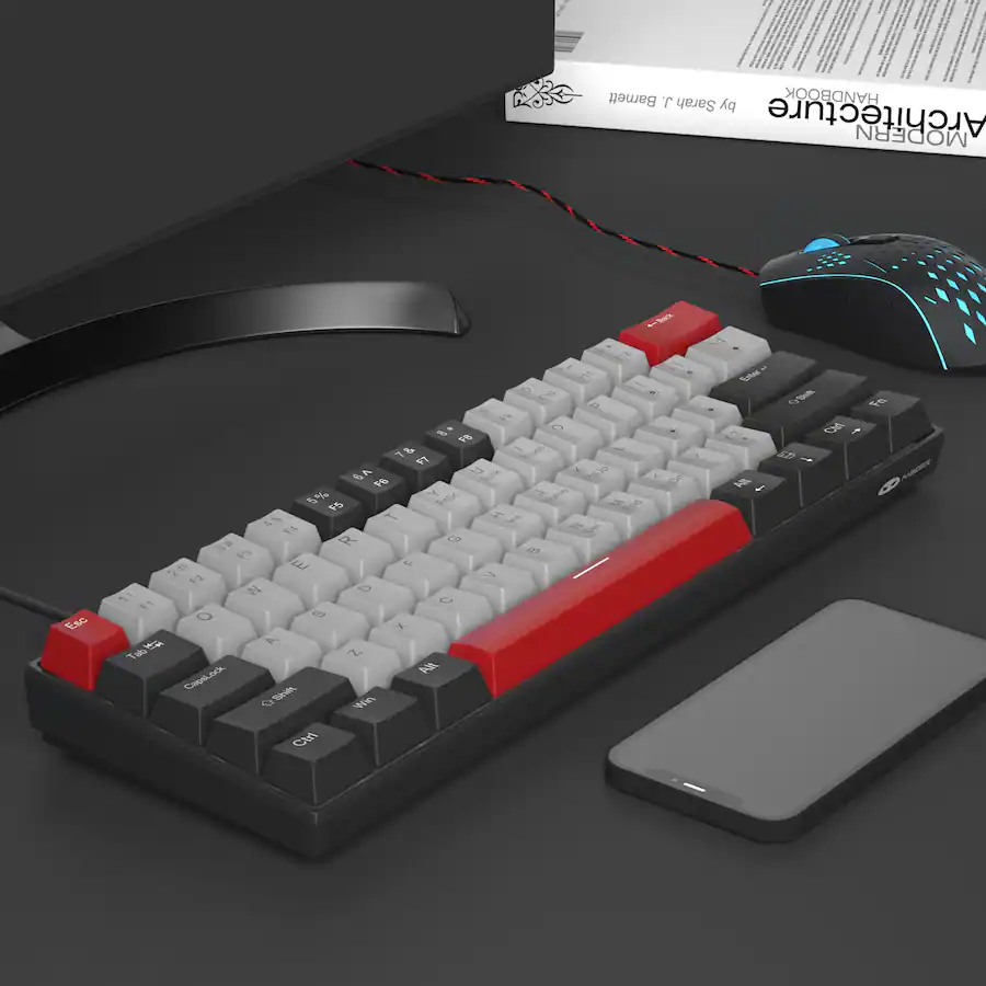 Dark Que Color MageGee 60% Mechanical Gaming Keyboard,Mixed Color Keycaps with Clicky ...
