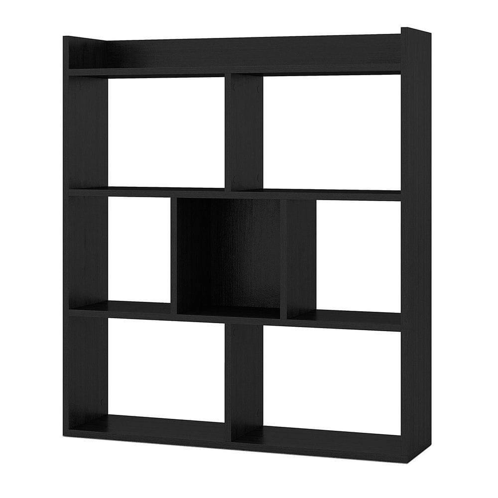 Left. Kadyn - 7-Cube Open-Back Bookshelf - Equipped with Anti-Toppling Devices, Black - Black.