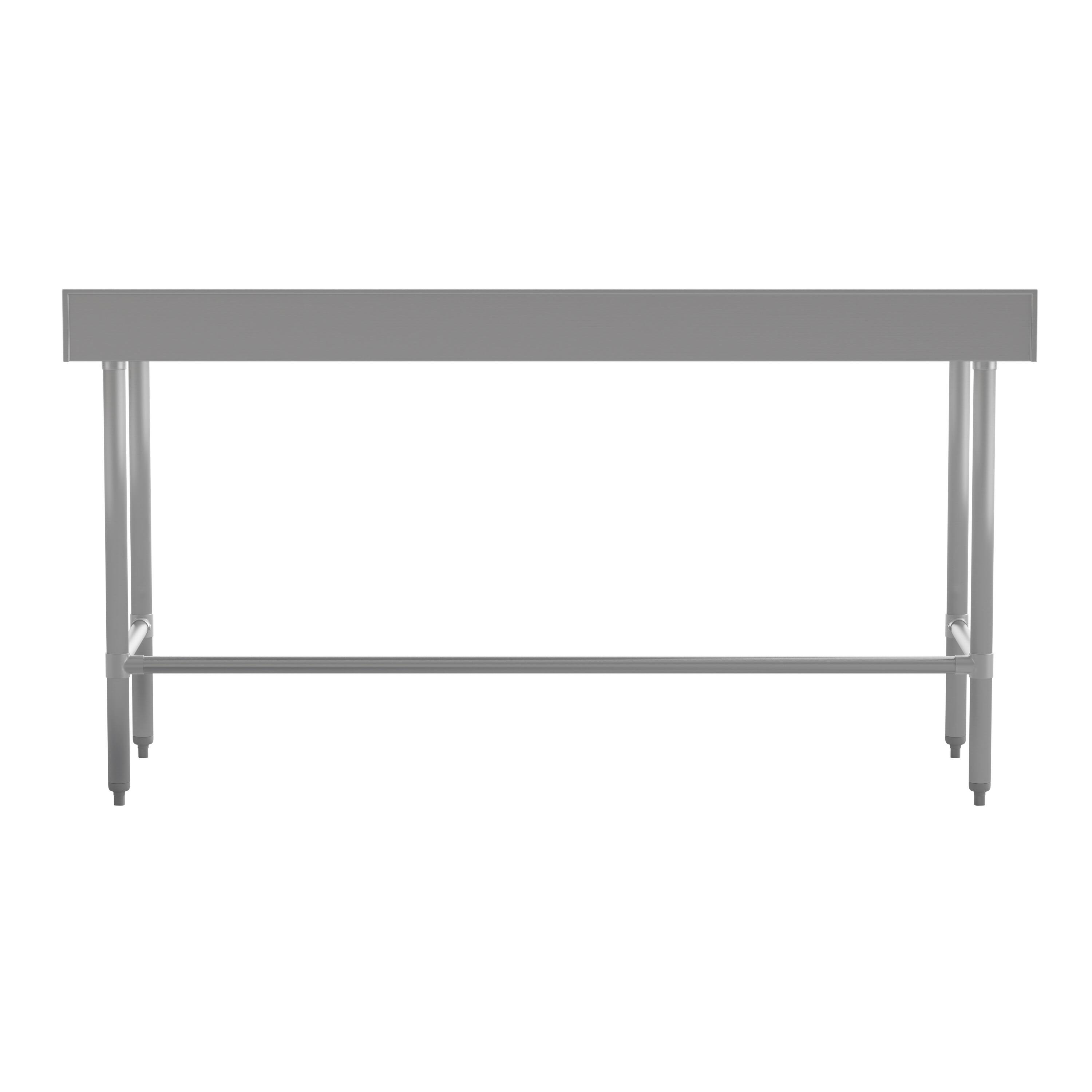 Back. Flash Furniture - Reese Commercial Grade 430 Stainless Steel 18 Gauge NSF Certified Open Base Kitchen Prep and Work Table with 4" Backspla - Gray.
