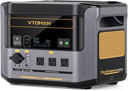 VTOMAN - FlashSpeed 1000 828Wh LiFePO₄ Portable Power Station, 1000W Solar Generator 1-Hour Charge Expandable USB-C (828 Wh Capacity)