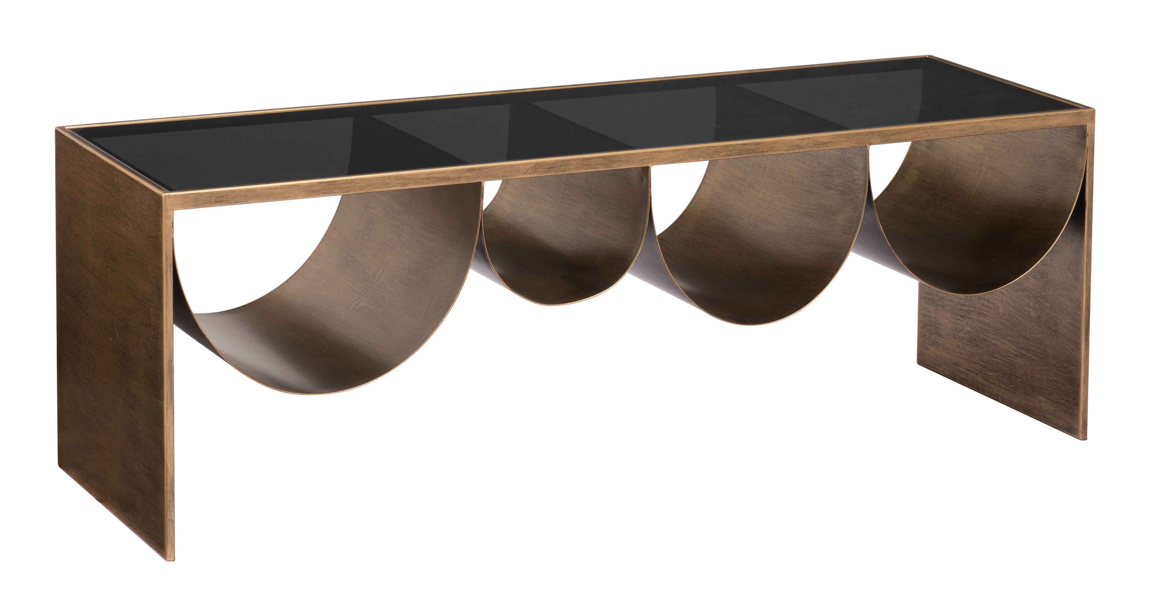 Alt View 2. Hivvago - Reed Coffee Table Brass & Black - Brass & Black.