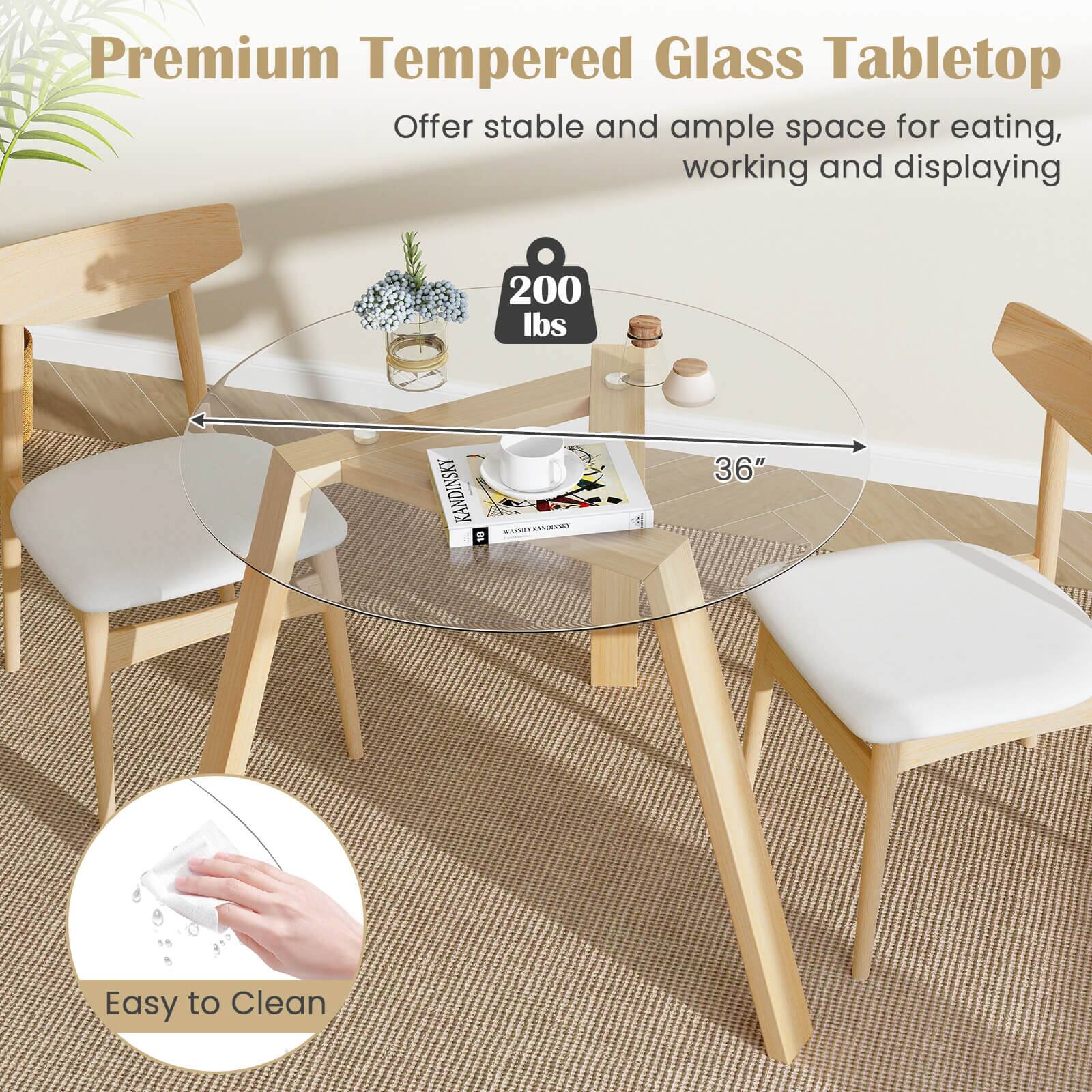Premium Tempered Glass Tabletop Offer stable and ample space for eating, working and displaying 200 lbs. KANDINSKY . . . COEIN 36" Easy to Clean
