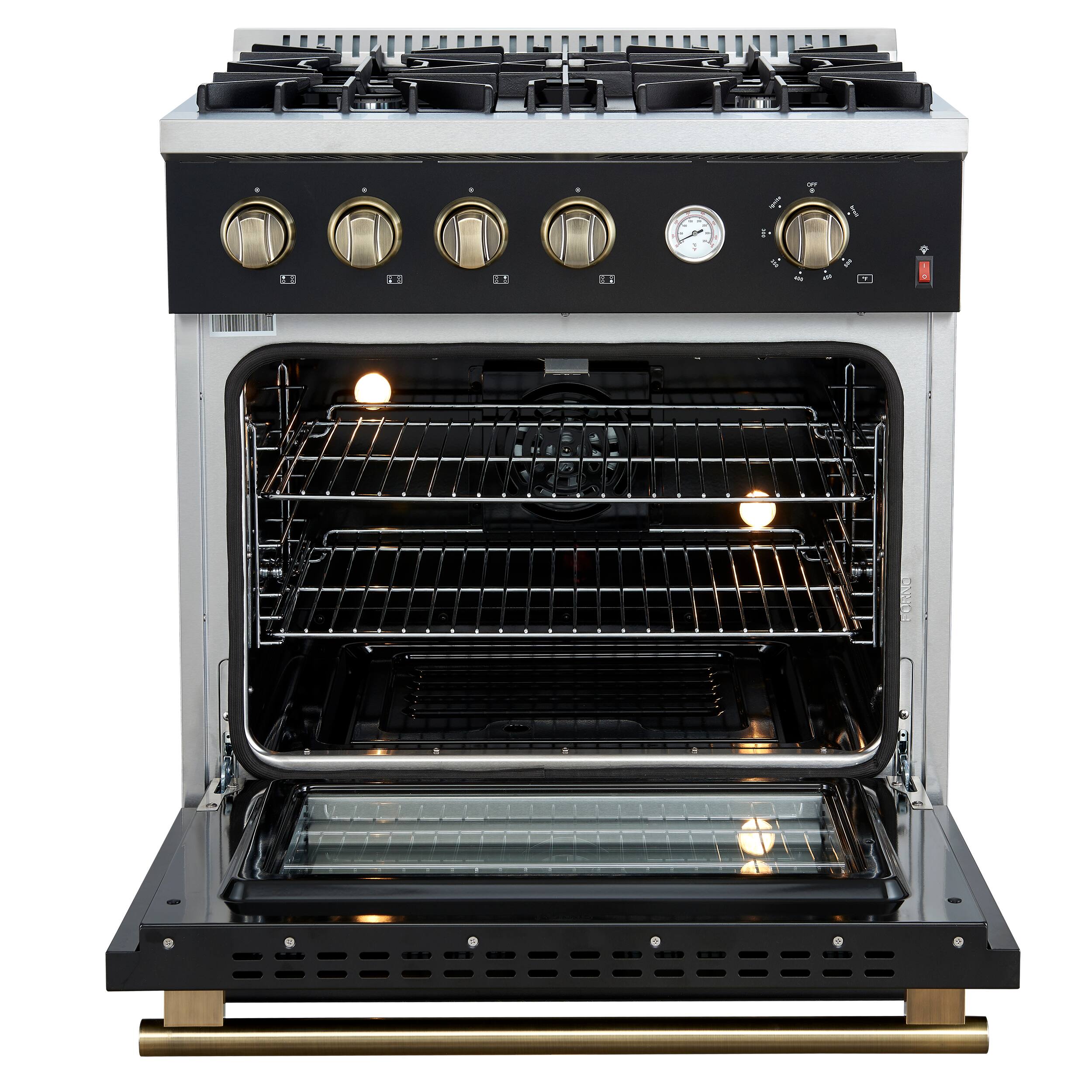Alt View 2. Forno Appliances - Marco 4.32 Cu. Ft. Freestanding Gas Convection Range with Dual Ring Burner - Black.