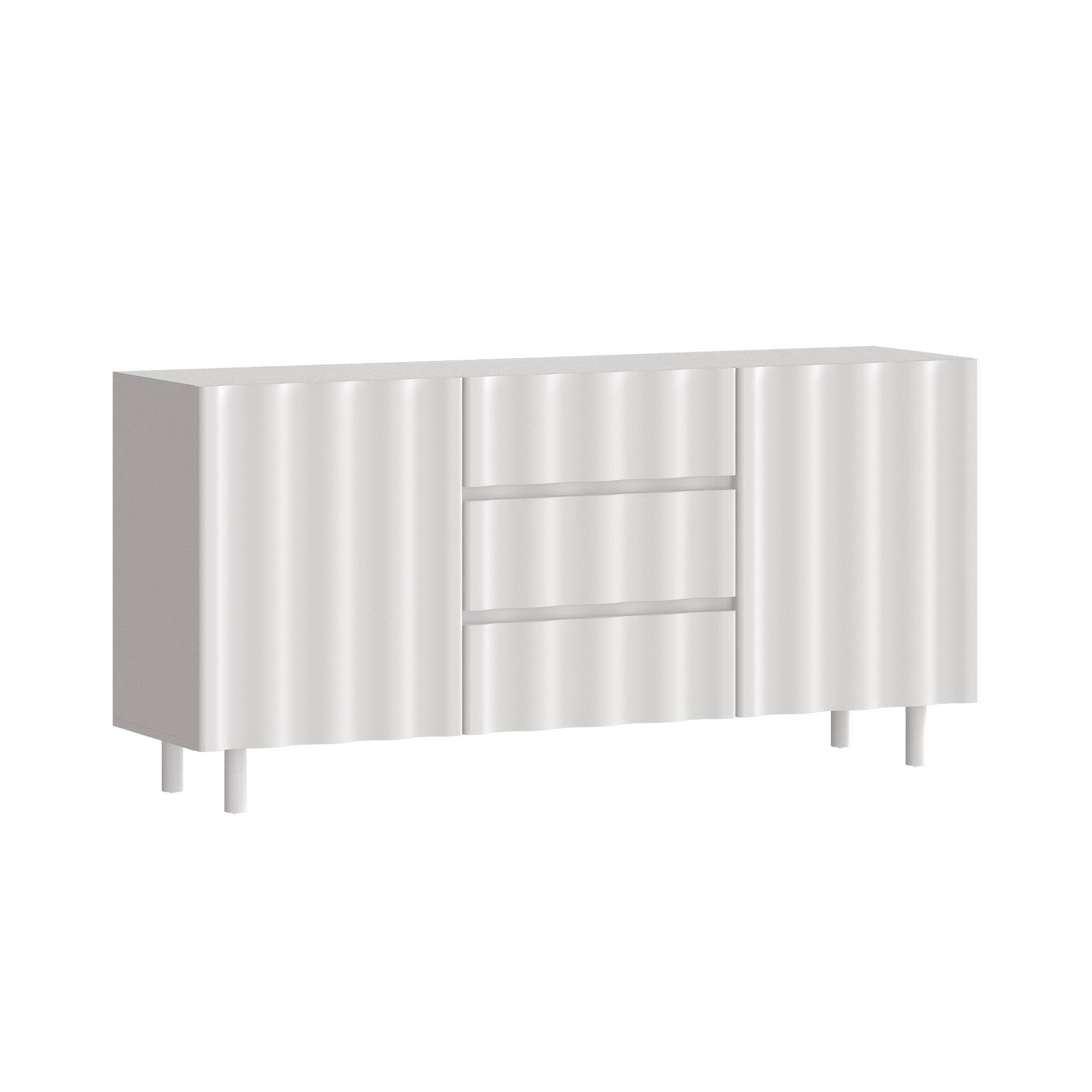Angle. Famapy - European - Style Sideboard: Stylish Storage with Anti - Tipping Safety - White.