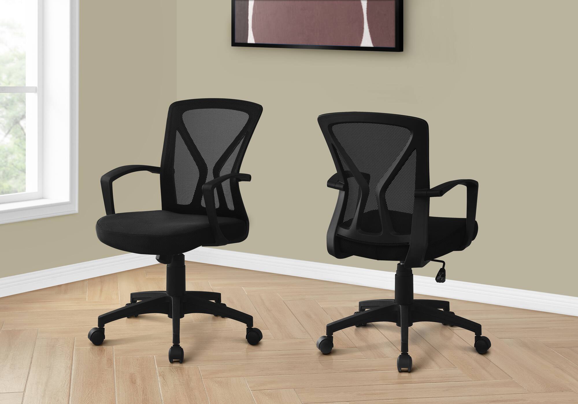 TinyHomie - Mesh Metal Contemporary Ergonomic Office Chair Adjustable Height - Black