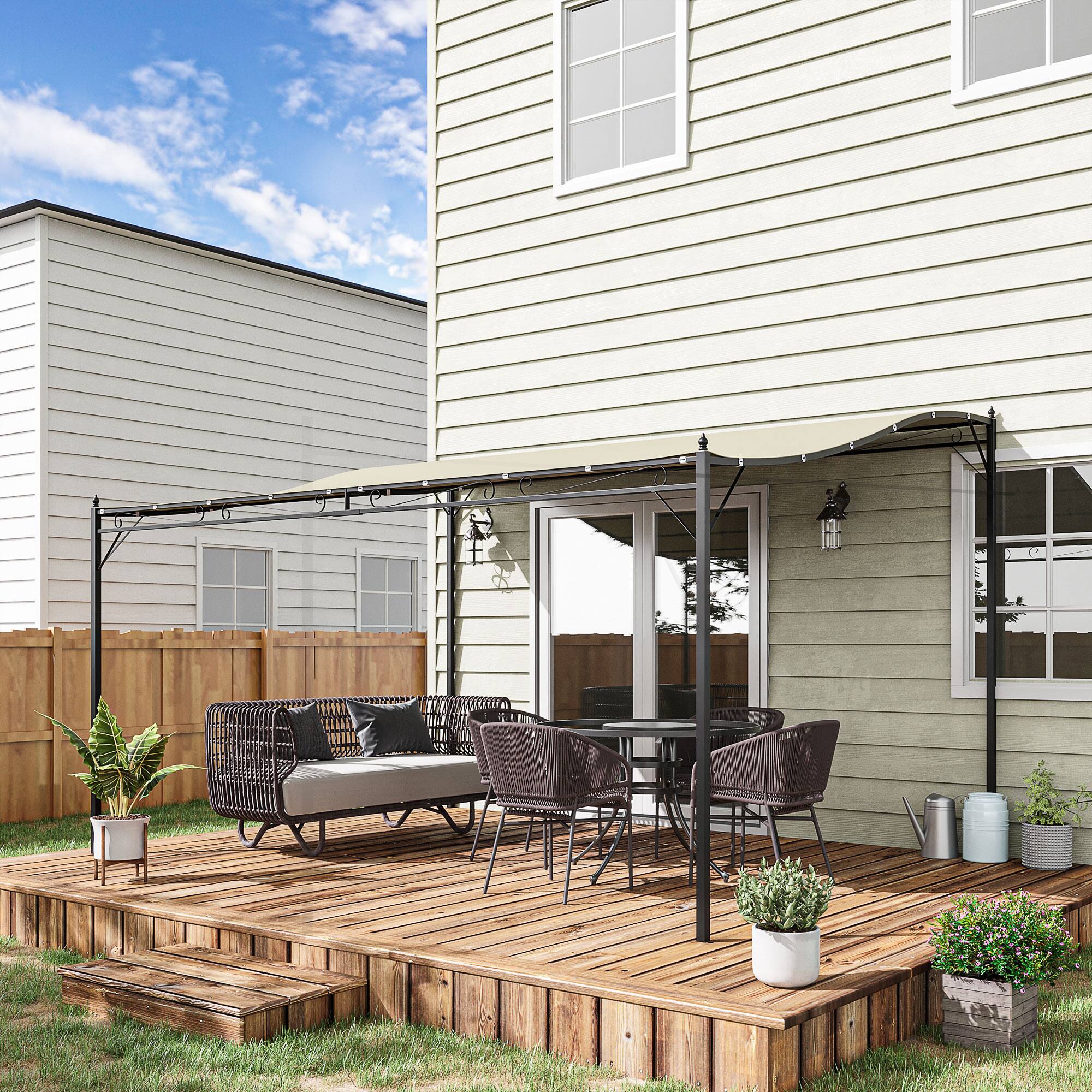 Alt View 1. Outsunny - x 13' Outdoor Pergola Gazebo, Steel Patio Canopy with Weather-Resistant Fabric and Drainage Holes - Cream White.