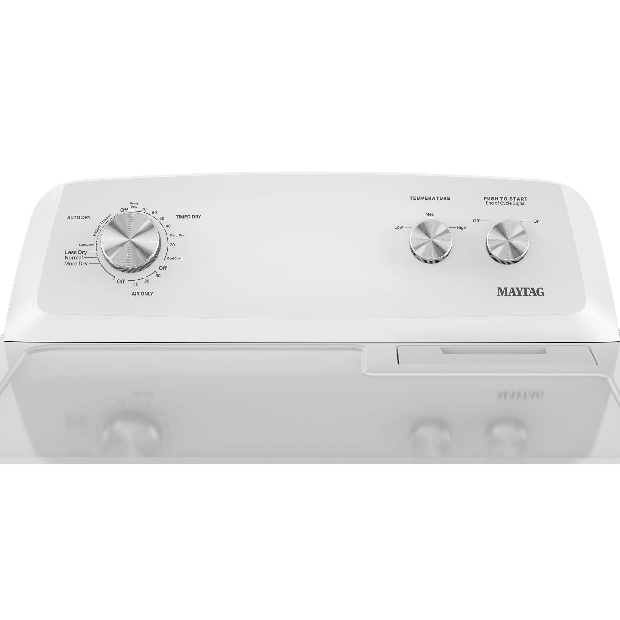 The text on the image reads:

"Sgie - OF - AUTO DRT d TIMEO Y I - I -n - I - - Less Dry Normal More bry on - on - 1 Ait UNLY TEMPERATURE Mad -- rsgn PUSm TO START Ene  Conia Sigra n  MAYTAG OVEAVIN."

The corrected text would be:

"Sgie - OF - AUTO DRY d TIMEO Y I - I -n - I - - Less Dry Normal More bry on - on - 1 Auto Dry Mad - rsgn PUSm TO START Ene  Conia Sigra n  MAYTAG OVEAVIN."