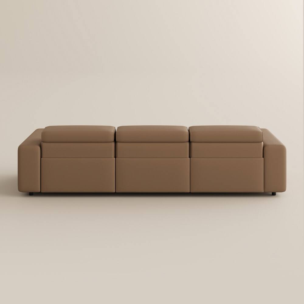 Alt View 10. POVISON - 108.65" Power Reclining Sofa Modular Recliner Couch, Electric Sectional Recliner Sofa, Power Outlet,Khaki - Khaki Sustainable Leather.