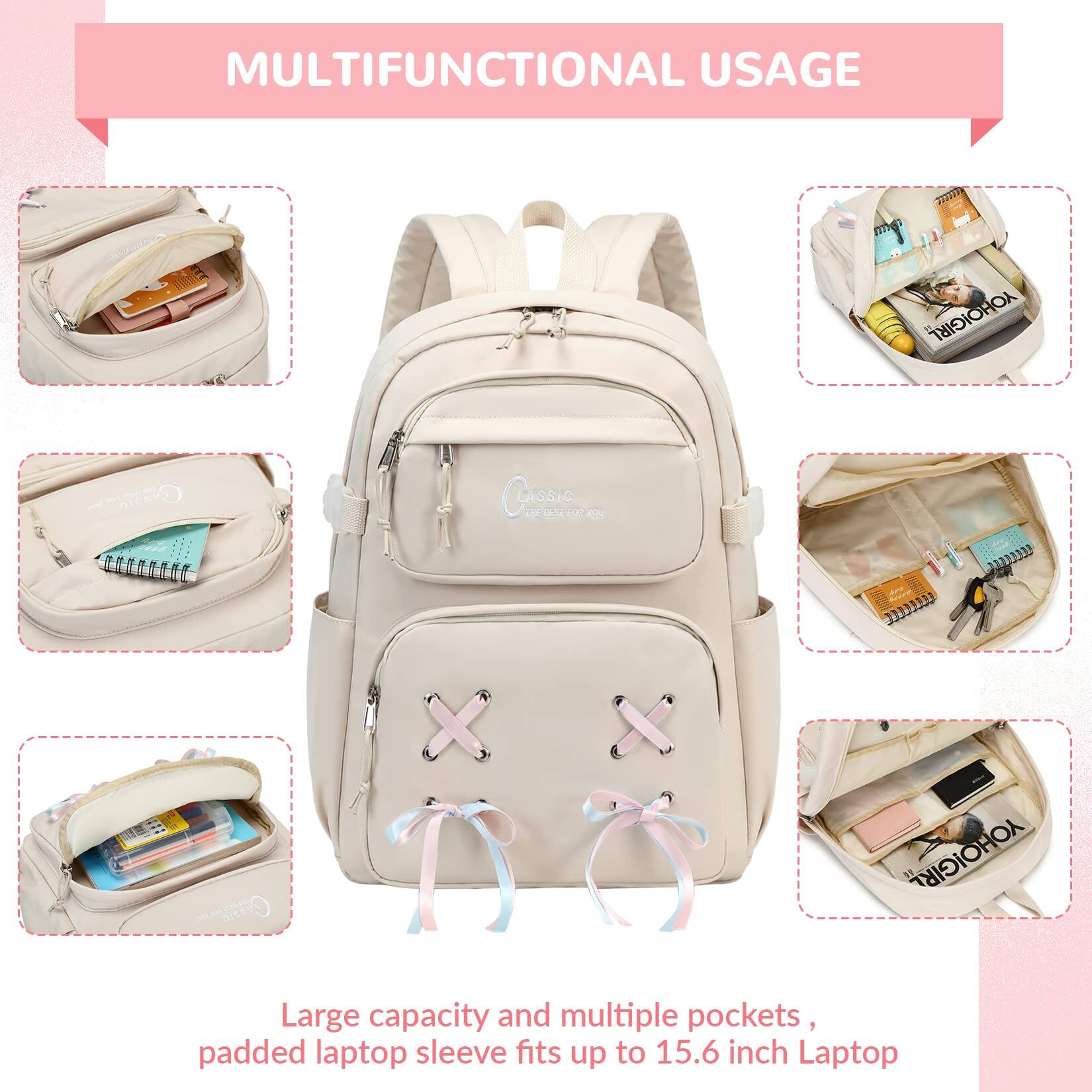 Pacoar Cade Casual School Bookbag Travel Backpack For Teen 048 beige ...