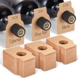 NutriChef - Kraft Wine Bottle Tags for Cellar Collection, 200 Pcs Customizable Paper Labels - ACCSLWMDSF20 - Brown