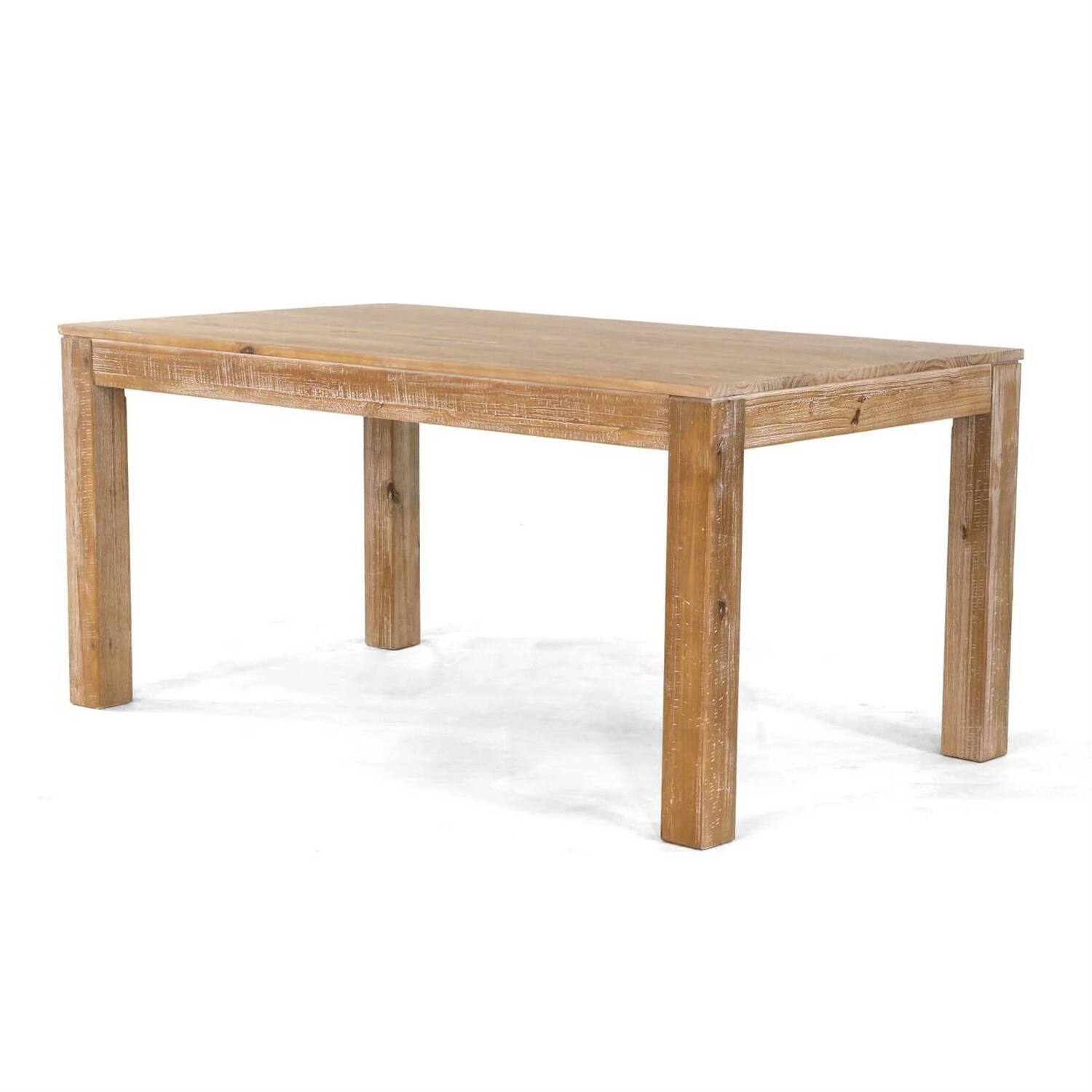 Front. SlickBlue - Modern Farmhouse Solid Wood Dining Table for Kitchen and Dining Room - Light Brown.