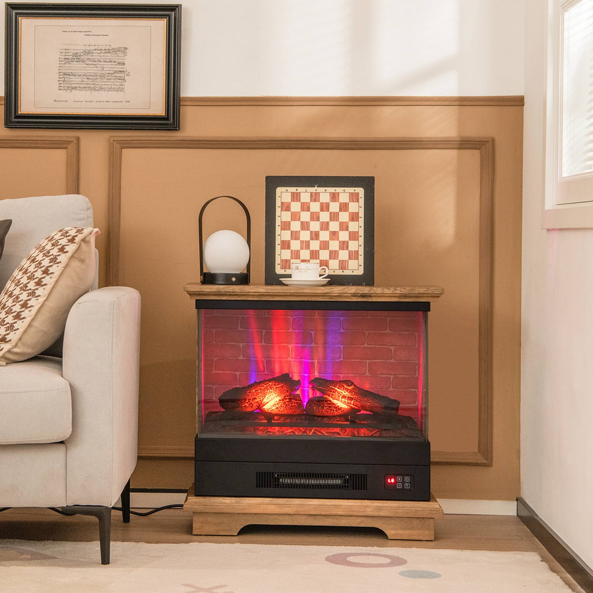 Alt View 3. Costway - Costway 27" Electric Fireplace Heater Freestanding 1400W Remote Control Timing Function Brown - Brown.