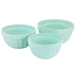 Martha Stewart - 3 Piece Stoneware Bowl Set in Turquoise - Blue