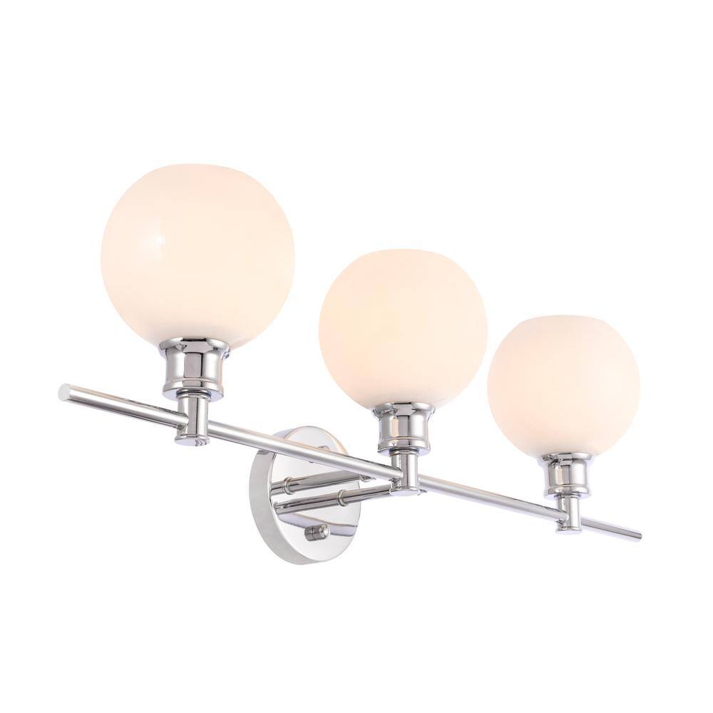 Alt View 4. Living District - Collier 3 light Chrome and Frosted white glass Wall sconce - Chrome And Frosted White Glass.