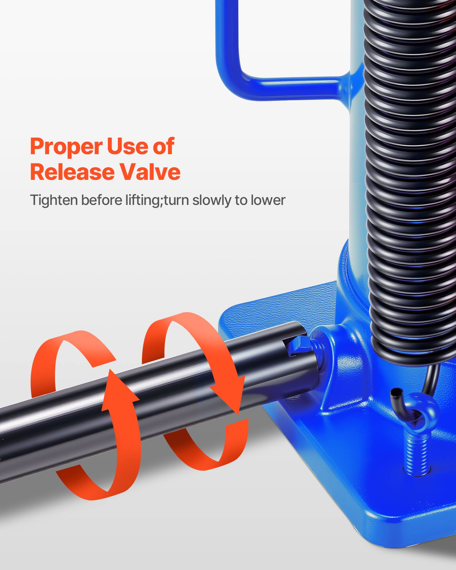 Proper Use of Release Valve  
Tighten before lifting; turn slowly to lower