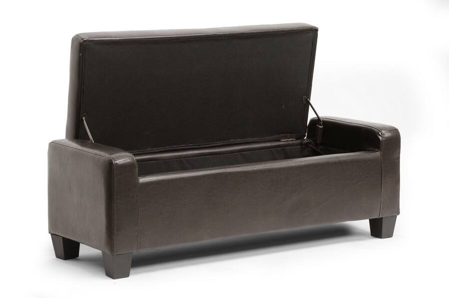 Angle. Baxton Studio - Manchester Ottoman - Dark Brown.