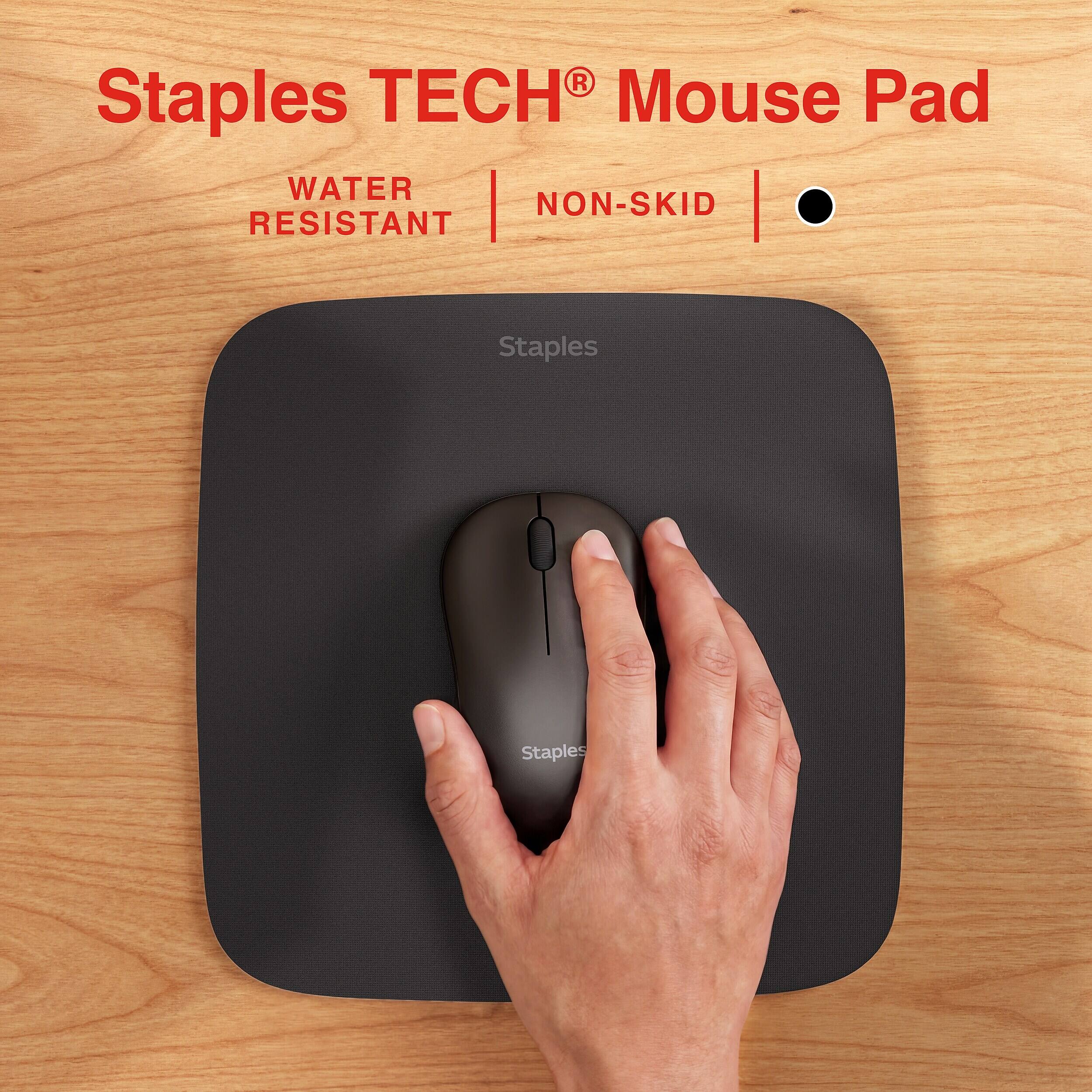 Staples TECH® Mouse Pad  
WATER RESISTANT | NON-SKID
