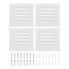 Unique Bargains - 4"x4" Attic Soffit Vent, 4pcs Aluminum Alloy HVAC Air Vent Cover with Screen Mesh and Screw for Wall Ceiling Attic - White