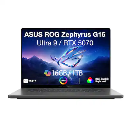 ASUS ROG Zephyrus G16 Ultra 9 / RTX 5070 Wi-Fi7 16GB/1TB OLED RGB Backlit Keyboard