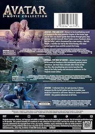Alt View 1. Avatar: Fire and Ash / Avatar: The Way of Water / Avatar - Multi-Feature (3 Disc)   - DVD.