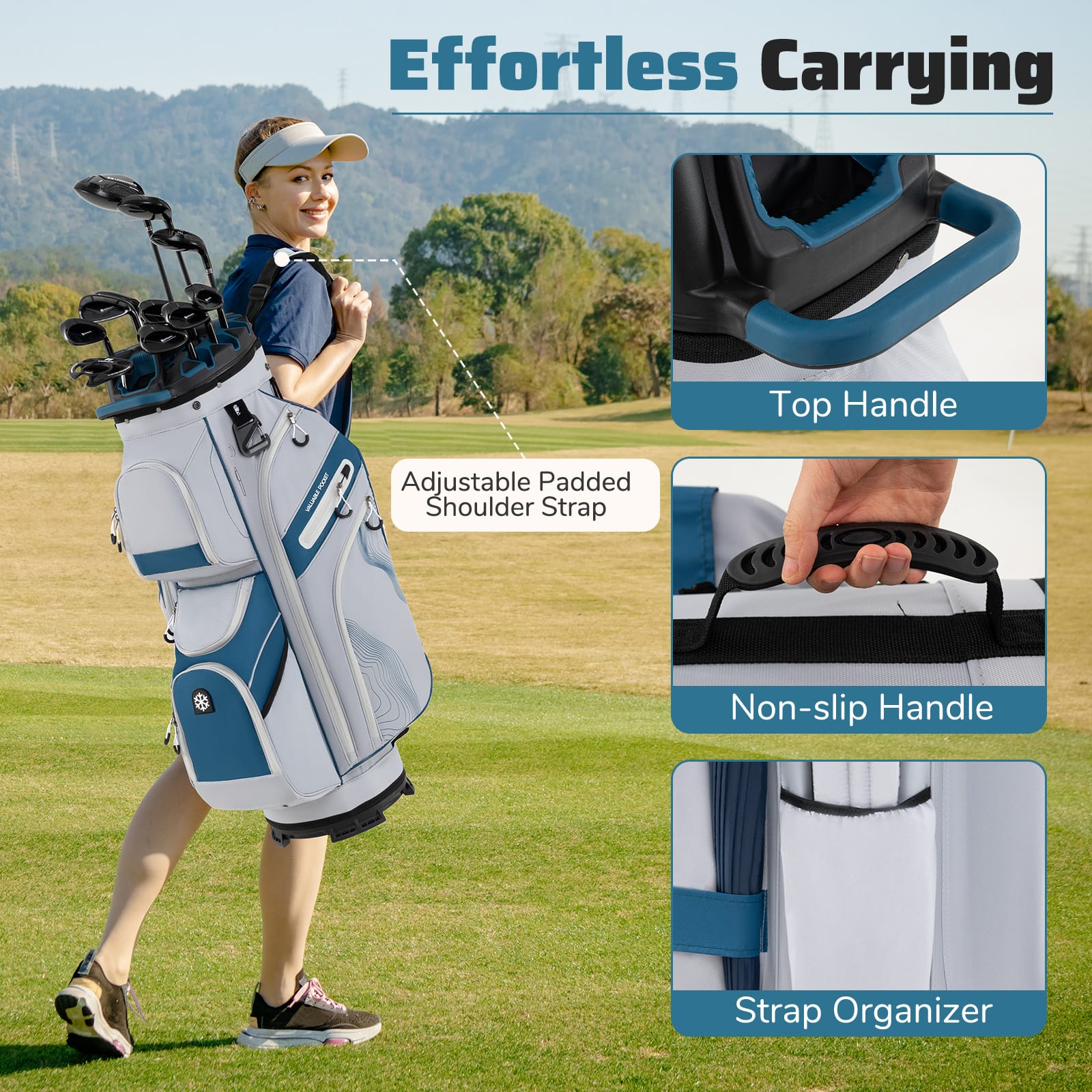 Gymax Golf Cart Bag Molded Lock Top Golf Bag w/14 Way Full Length