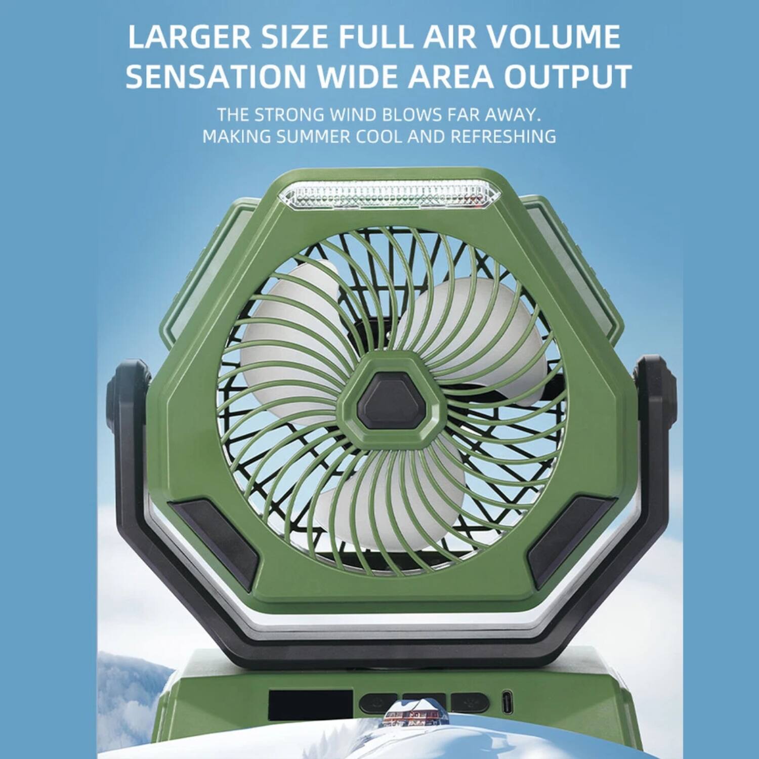 Larger Size Full Air Volume  
Sensation Wide Area Output  

The strong wind blows far away, making summer cool and refreshing.