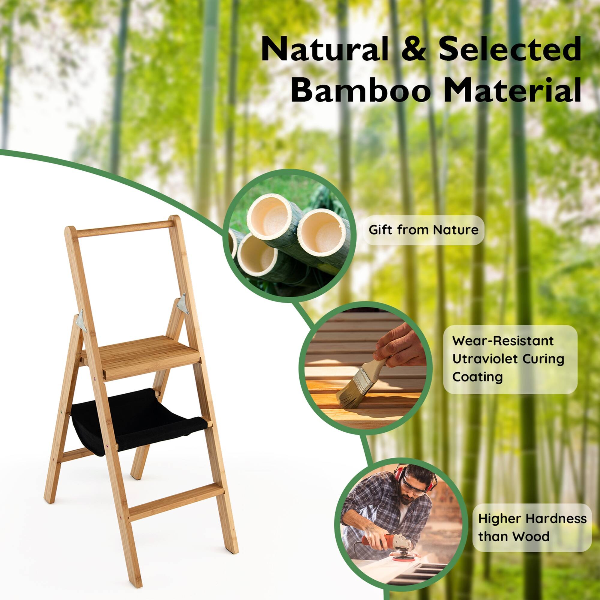 Natural & Selected Bamboo Material  
Gift from Nature  
Wear-Resistant Ultraviolet Curing Coating  
Higher Hardness than Wood