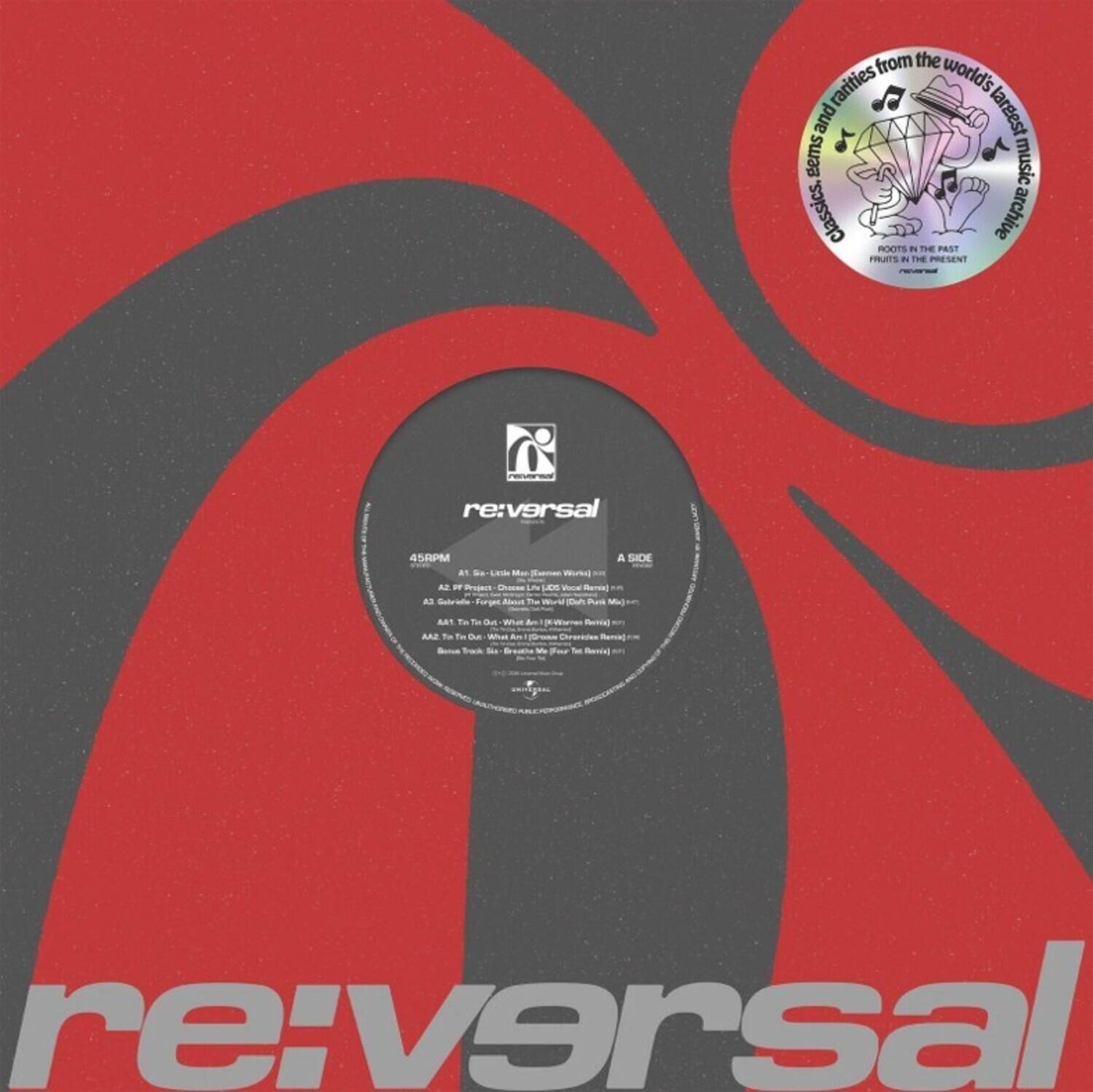 from the rarities world's largest gems music classics, archive ROOTS IN THE PAST FRUITS IN THE PRESENT re:versal 45RPM A SIDE an . Lasds M - Wored - - - er Cares L  - Rerial a - Forgec  the -  ~s PAR To Tu de  - - Rera) A ta Th - - - Draades - Rus Fack - ieana de For Te Rerial re:versal