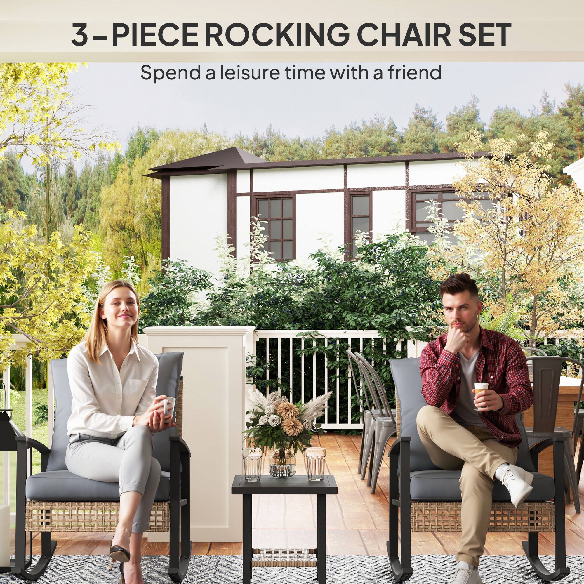 3-PIECE ROCKING CHAIR SET
Spend a leisure time with a friend