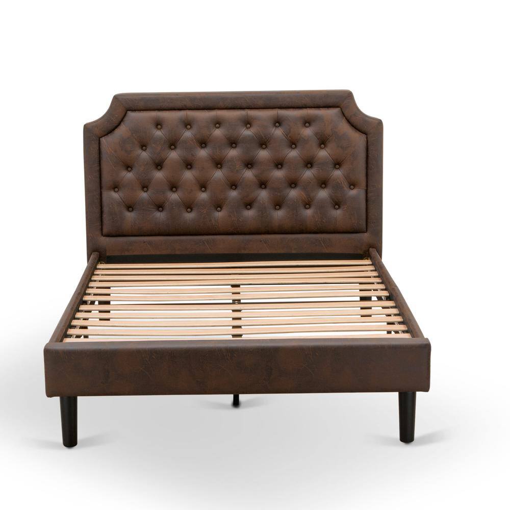 Alt View 3. East West Furniture - GB25F-1GA06 2-Pc Platform Bed Set with a Full Bed and a Wire brushed Black Night Stand - Dark Brown Faux Leather and - Black Textured.