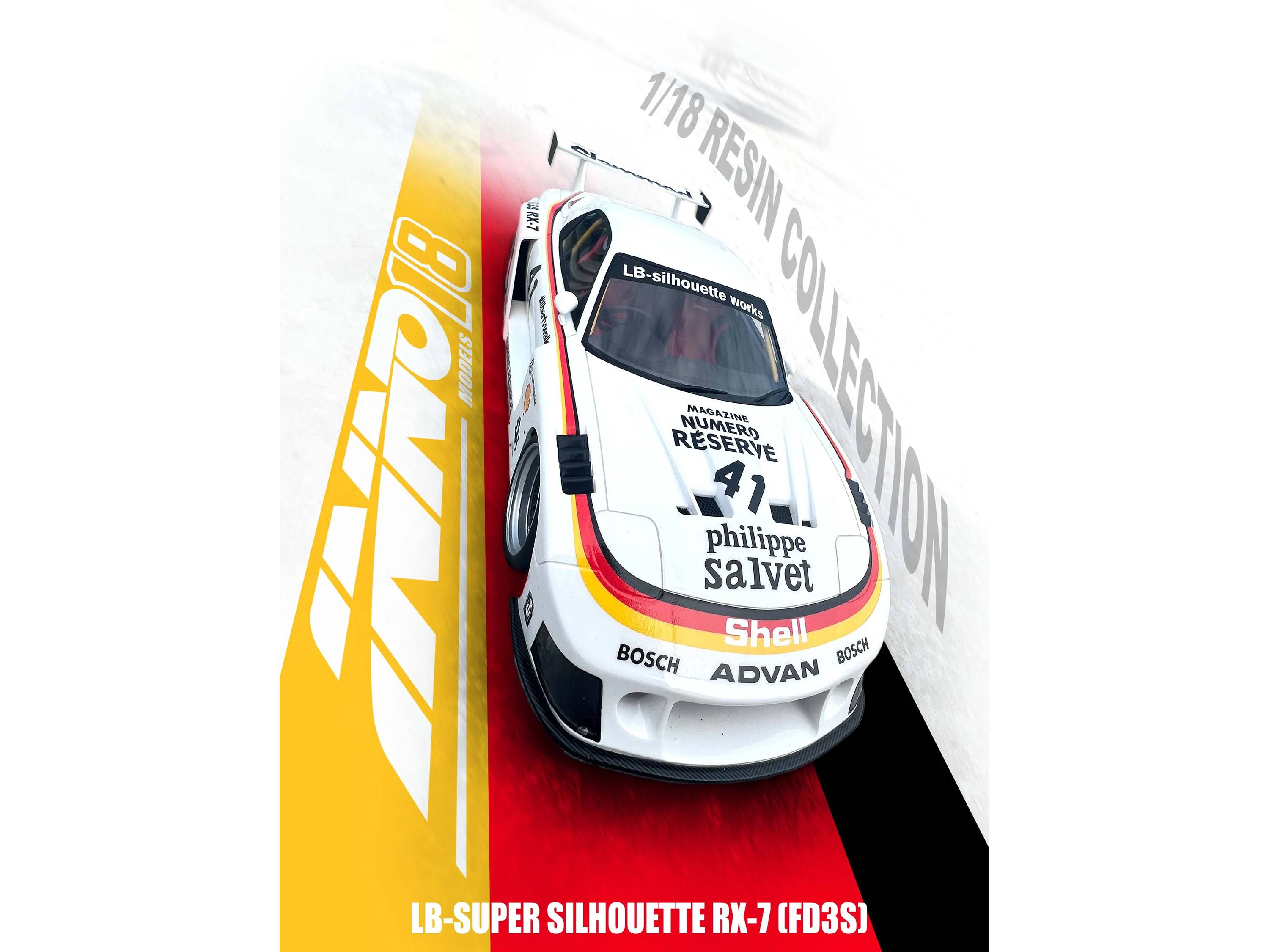 1/18 38 8X-7 RESIN 18 LB-silhouette works MODELS MAGAZINE COLLECTION NUMERO RESERVE 41 TOHN B 0 BOSCH philippe salvet ADVAN Shell BOSCH LB-SUPER SILHOUETTE RX-7 (FD3S)