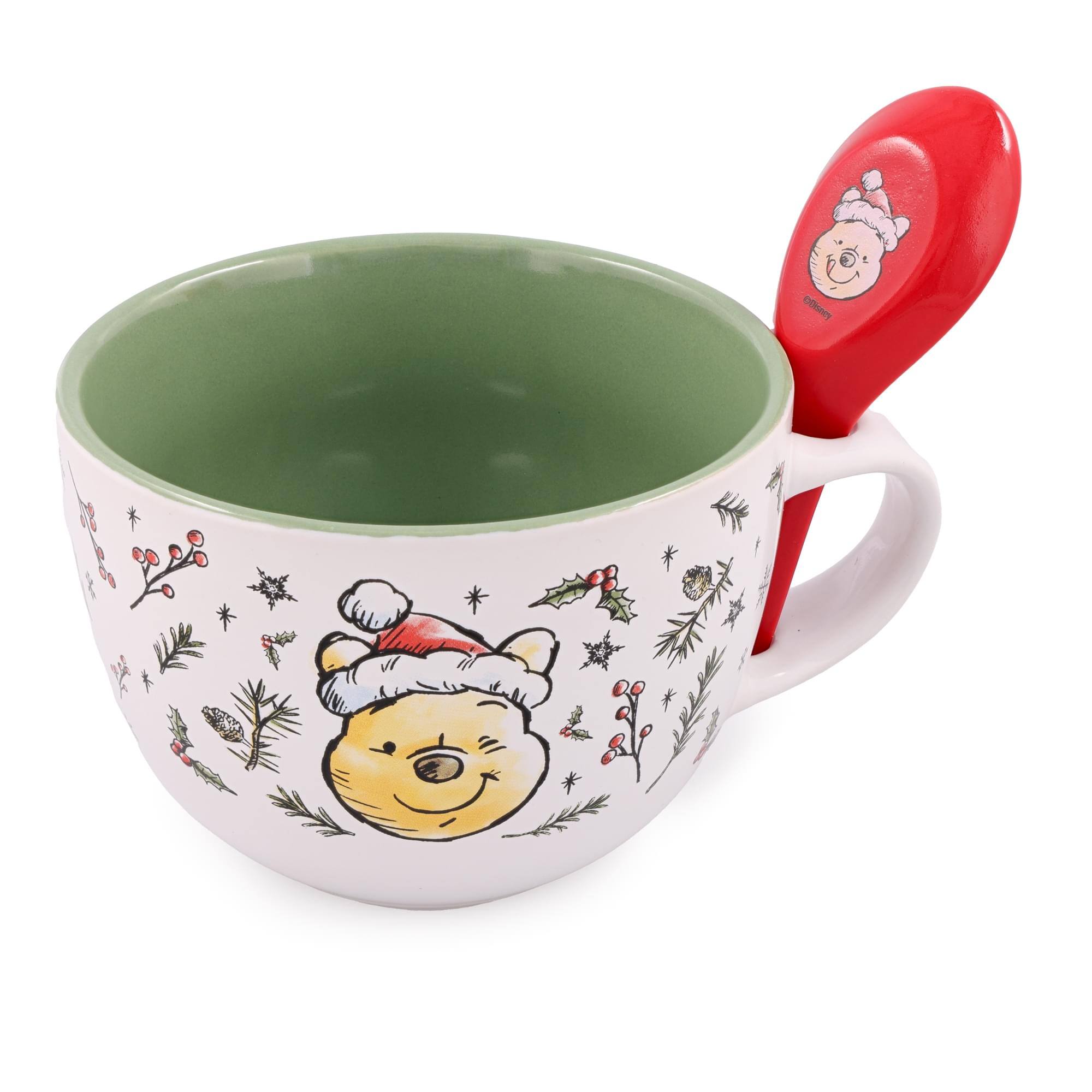 Alt View 10. Disney - Disney Winnie the Pooh Holly Ceramic Soup Mug With Spoon | Holds 24 Ounces - White.